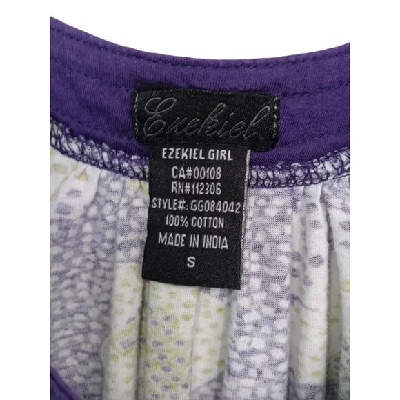 Ezekiel Women's -Baby Doll Tank Top- Purple Green White Small - Picture 3 of 16